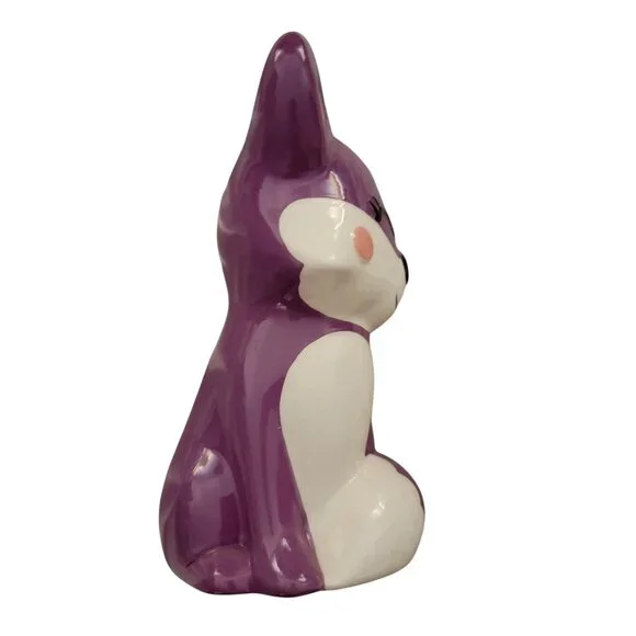 Purple & White Ceramic Fox Figurine For Home Decor - Picture 4 of 5